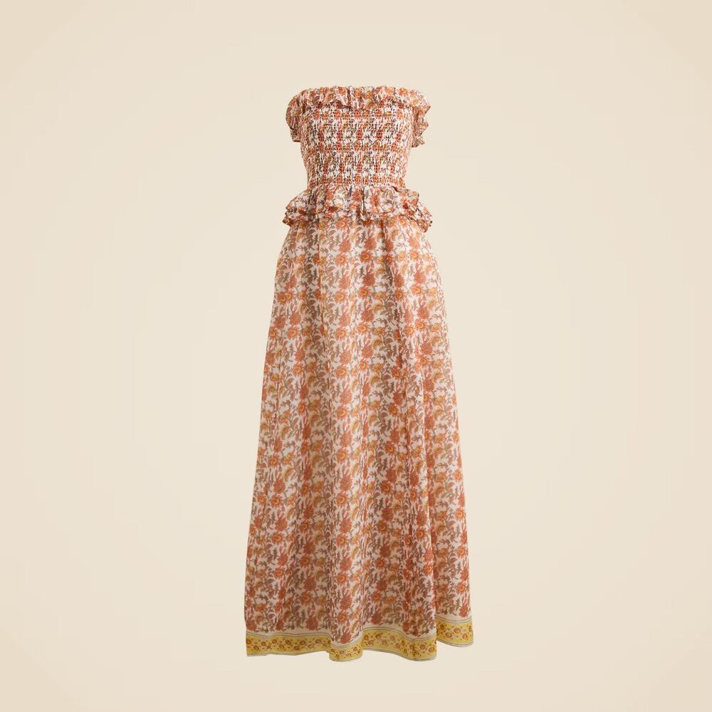 NWT J Crew Ravenna Dress in Sunset Rose Block-Print Ramie M - Picture 2 of 4